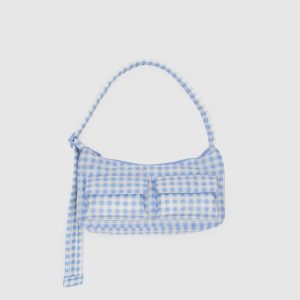 Cargo Shoulder Bag Light Blue Gingham
