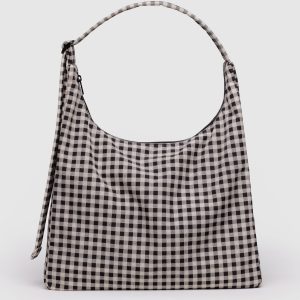 Nylon Shoulder Bag Black & White Gingham