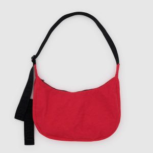 Medium Nylon Crescent Bag Candy Apple Black Strap