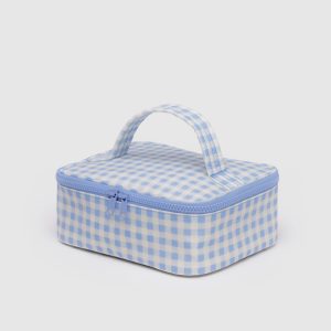 Small Cosmetic Case Light Blue Gingham