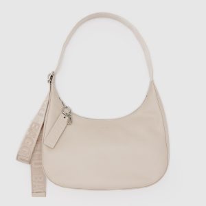 Medium Recycled Leather Crescent Bag Stone