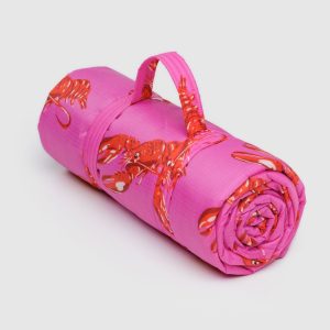 Puffy Picnic Blanket Pink Lobster